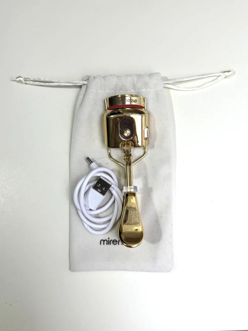 NWOT Mirenesse MegaCurl Heated Eyelash Curler Rechargeable Gold